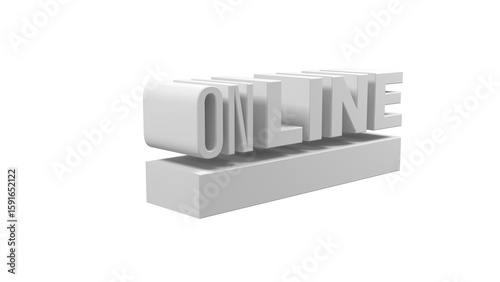 Online , white 3d text on transperent
