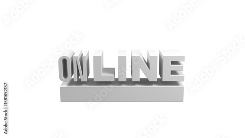 Online , white 3d text on transperent
