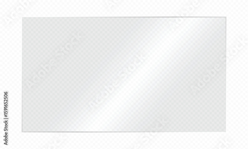 Transparent PNG glass plate. Screen reflection illustration on a transparent background