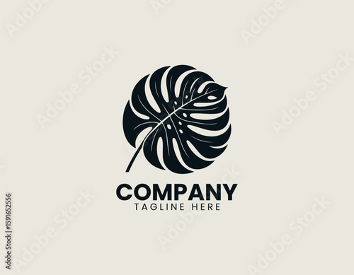 Monstera leaf vector logo design