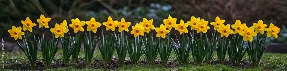 Close-up of Bright Yellow Daffodils in a Lush Green Meadow, Celebrating the Vibrancy of Springtime Close-up of Bright Yellow Daffodils in a Lush Green Meadow, Celebrating the Vibrancy of Springtime