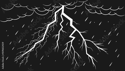 A striking depiction of an intricate lightning bolt on a dark background, showcasing its electric energy.