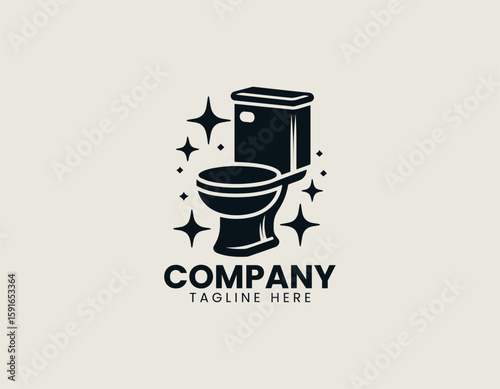 Clean Sparkling Toilet Modern Bathroom Hygiene Plumbing Vector Logo Design