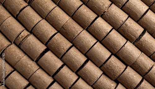 Close-up view of compressed organic material