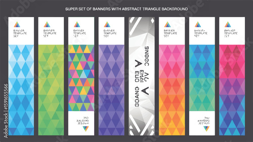 Collection of eight abstract geometric banner templates