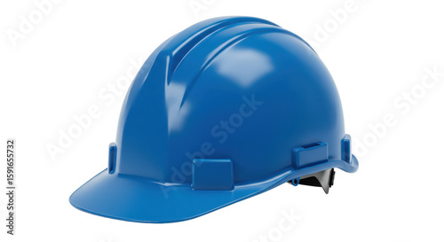Blue hard hat for construction and safety isolated PNG with Transparent Background