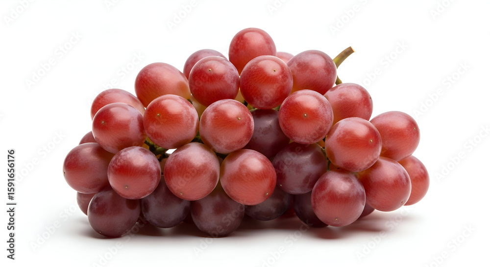 Fototapeta premium Lush Red Grapes on White: Fresh, Juicy, and Isolated Fruit.