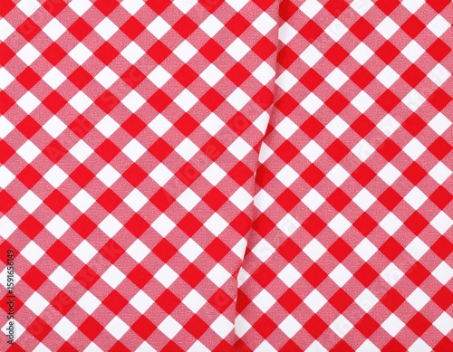 Red and white checkered tablecloth close-up