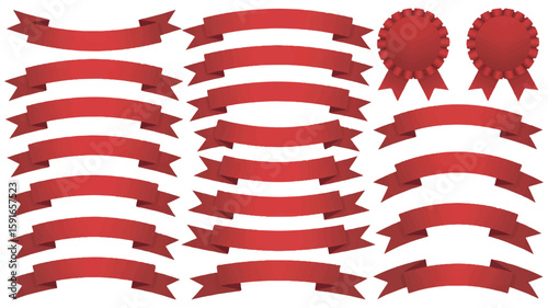 Collection of Red Ribbon Banners and Rosettes award