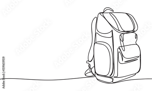 A Bagpack One Line Continuous. Line Art Silhouette Bagpack Vector Art.