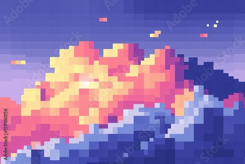 Pixelated Dreams A design composed of pixel blocks in varying co