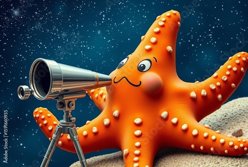 Starfish with a Telescope A starfish with a telescope gazing at