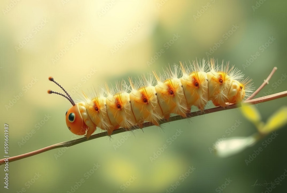 Impressionism Caterpillar Light airy and peaceful depiction with Impressionism Caterpillar Light airy and peaceful depiction with