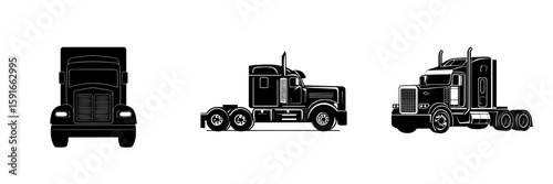 Black and white illustration of an American Truck Trailer