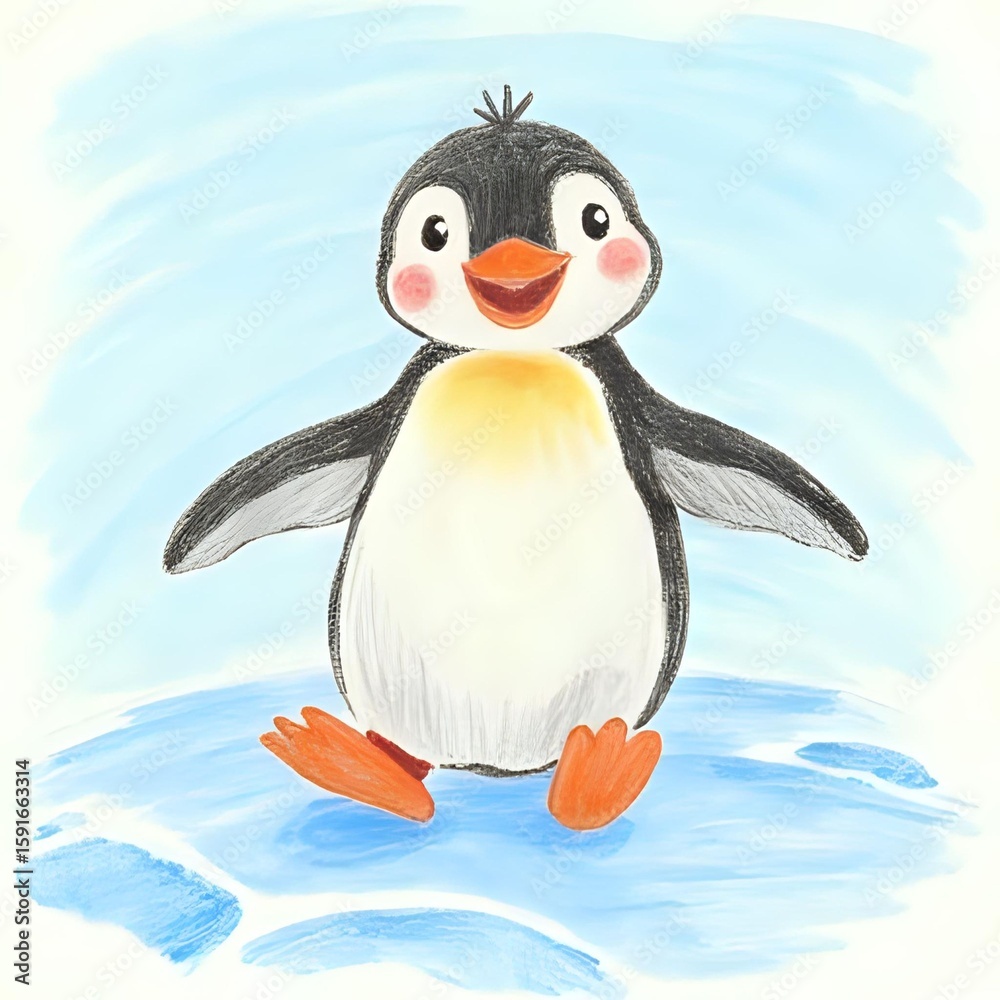 Naklejka premium penguin on the snow