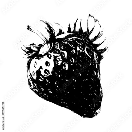 Modern cartoon illustration of a strawberry, symbolized by the color with a white background