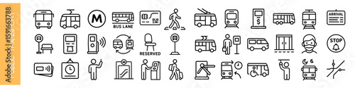 Public transport vector icon set, isolated on white background  