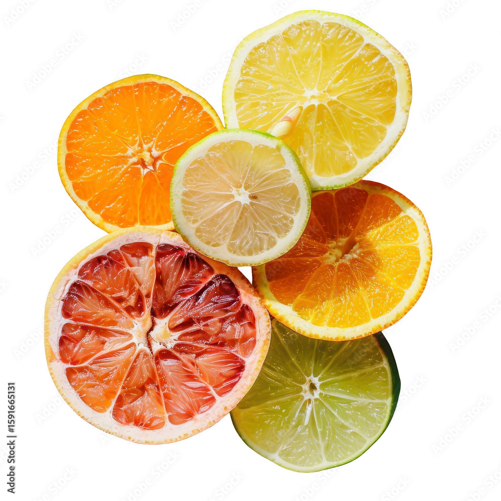 Fototapeta premium Colorful citrus slices, vibrant array