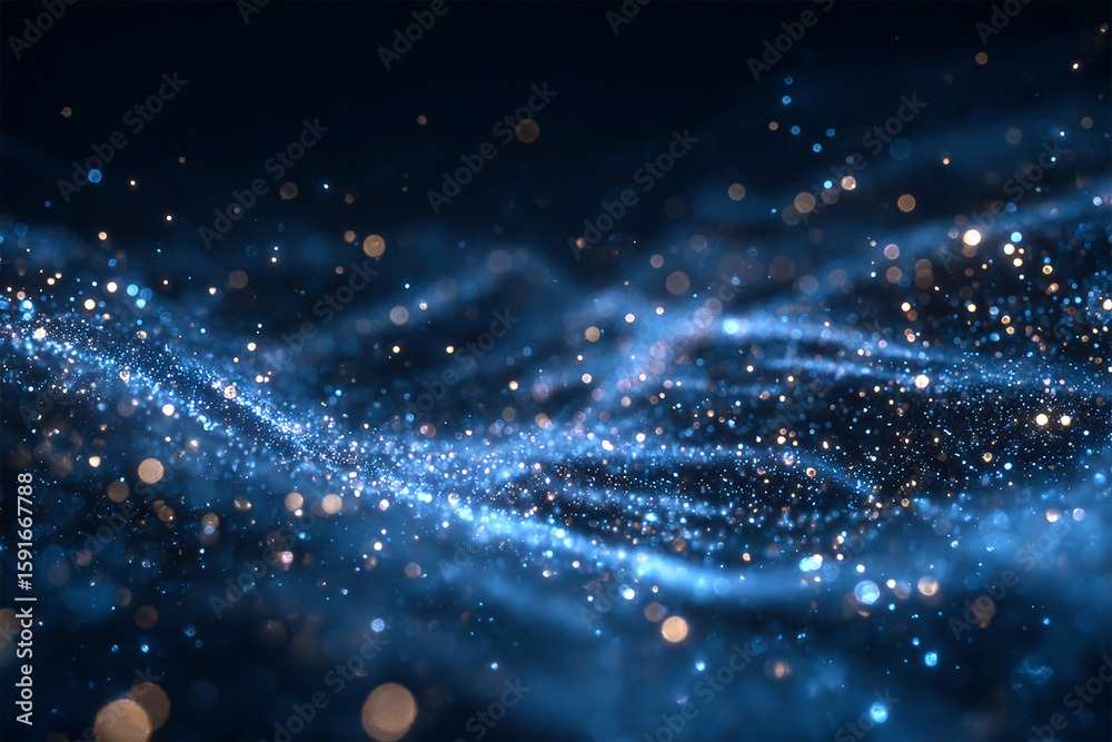 Obraz premium Abstract glitter dust sparkles on dark background. Concept: magic, elegance, sparkle. For marketing, web design.
