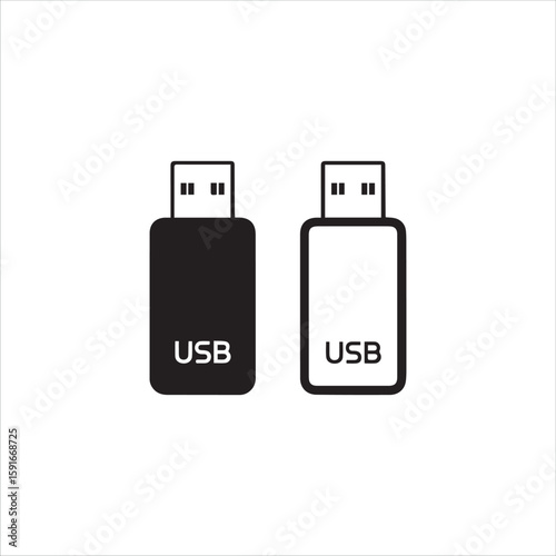 Two usb flash drives one black and one white against a white background