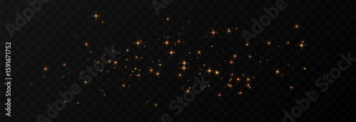 Vector magic glow. Flickering light png, sparkling magic dust png. Magic golden light particles. Christmas light.