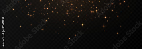 Vector magic glow. Flickering light png, sparkling magic dust png. Magic golden light particles. Christmas light.