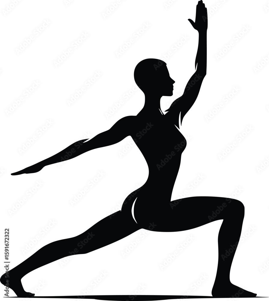 Fototapeta premium Warrior Pose Practiced by a Fit Woman