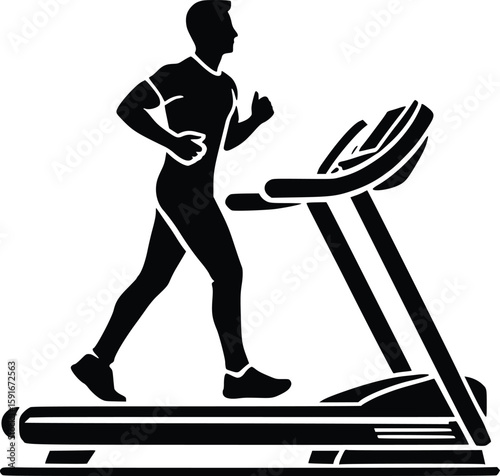 Man running on a treadmill indoor cardio exercise