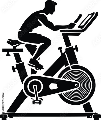 Fitness Enthusiast Riding a Stationary Bicycle for Cardiovascular Workout