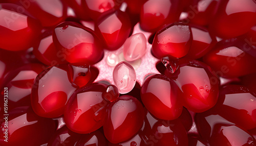Close-Up Of Pomegranate Seeds With Macro Detail And Water Droplets