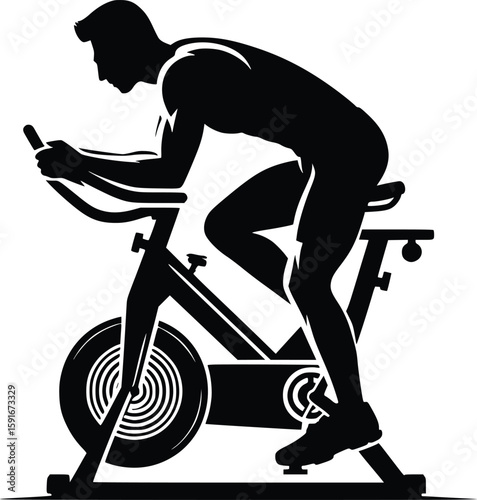 Man riding stationary exercise bike for a fitness workout