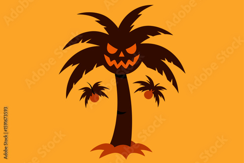 Palm Tree Decorated with Jack O Lanterns