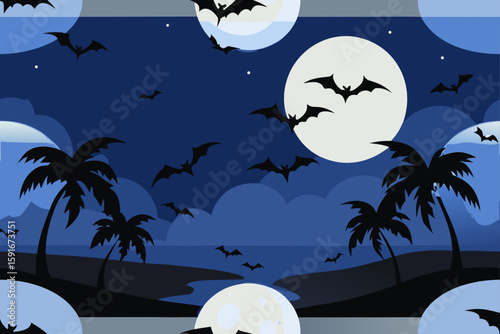 A Group of Bats Flying Over a Tropical Beach