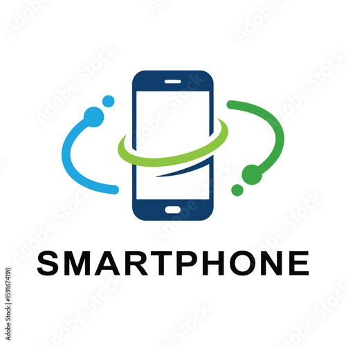Modern smartphone logo design featuring digital connections and technological communication symbols