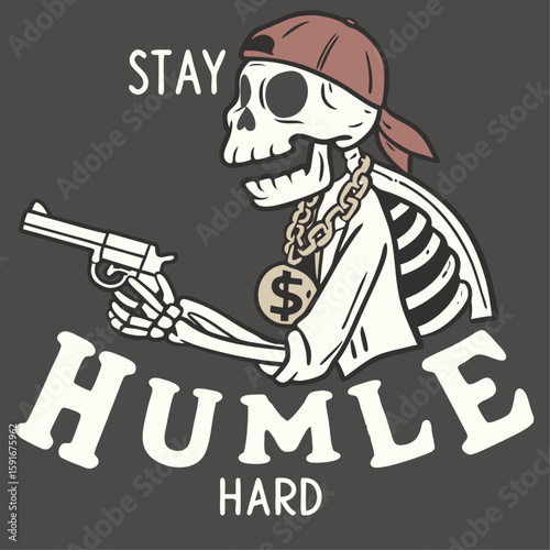 Cartoon vector illustration of a vintage pirate with a gun, perfect for a Halloween party card design