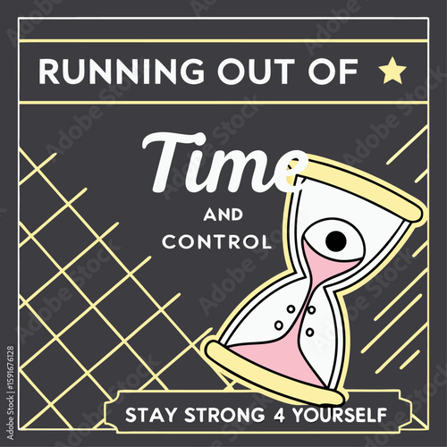 Vector illustration of a vintage business card design with a retro rock music sign