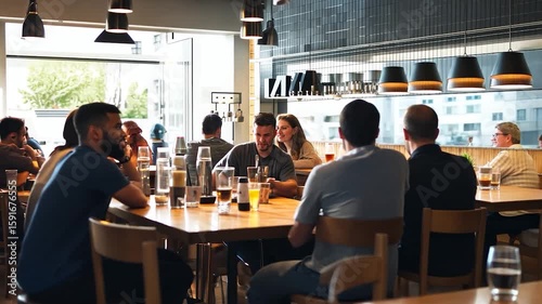 People enjoying a meal at a cafe