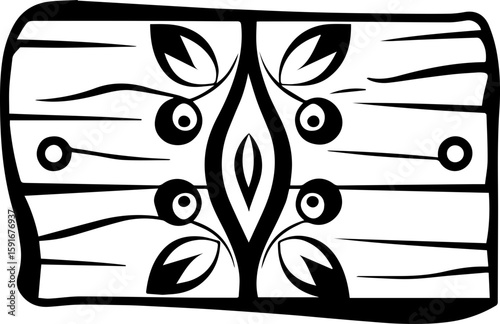 
Wooden forest glyph design, SVG with clean lines.Artistic Black and White Wood Texture with Leaf Motif