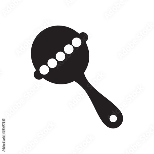 Baby rattle toy silhouette vector flat illustration design. on white background