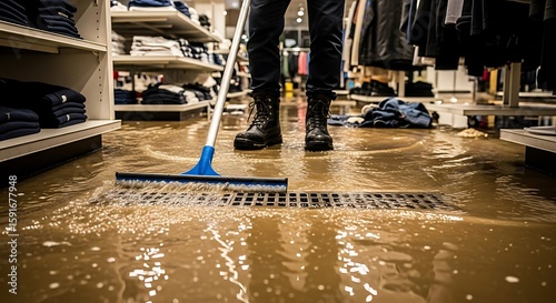Cleaning Flood Water From Retail Store Floor