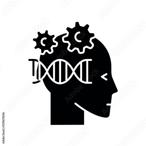 biohacking black flat icon for digital and print projects.