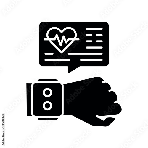 fitness tracker black flat icon for digital and print projects.