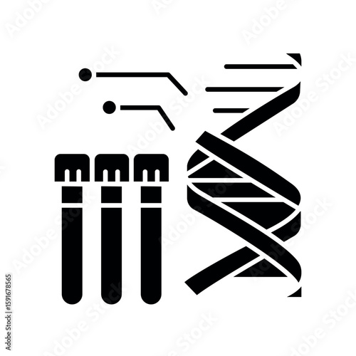 genetic testing black flat icon for digital and print projects.