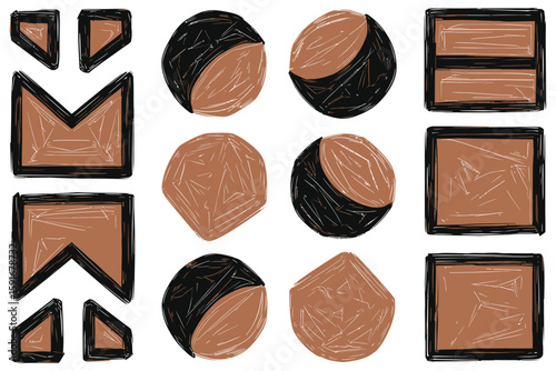 A delightful collection of chocolate bars and pieces with various nuts, isolated on white for a sweet, natural, and delicious food texture