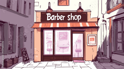 Hand-Drawn Barber Shop Signage – Vintage Vector Illustration
