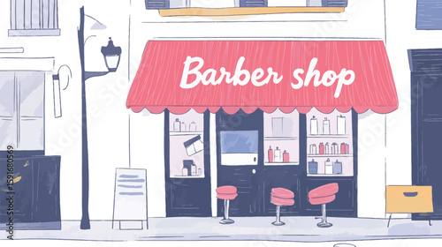 Hand-Drawn Barber Shop Signage – Vintage Vector Illustration