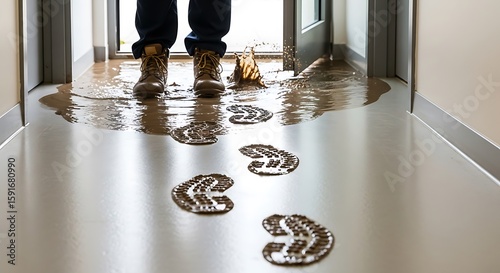 Muddy Footprint on Floor