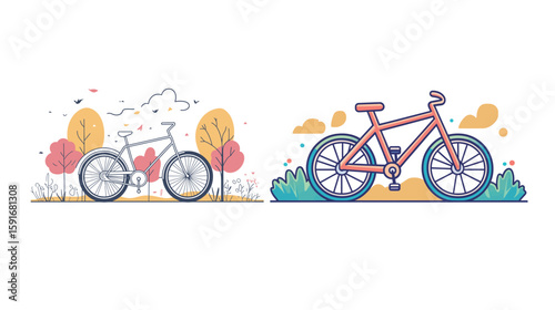 Minimalist Bike Line Art Vector – Simple Bicycle Outline Design Illustration