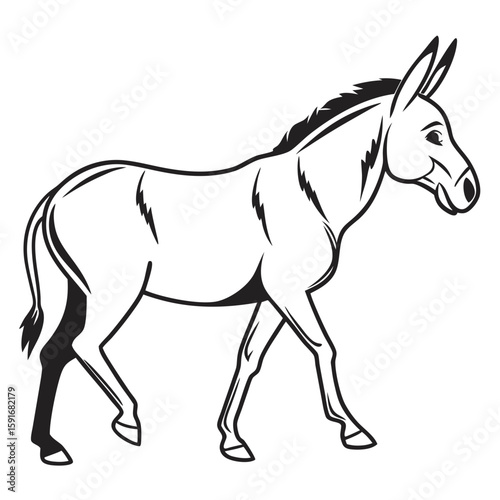A stylized illustration of a donkey isolated on white
