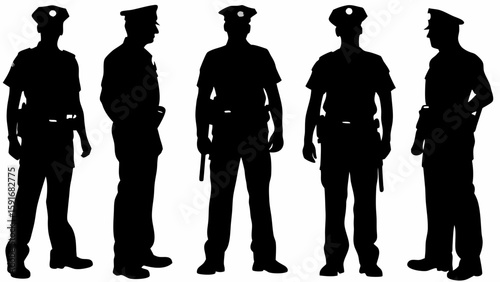 Police Officer Silhouettes in Uniform – Law Enforcement Vector Collection